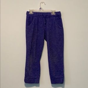 Sweat pants that are Capri-pants  blueish purple